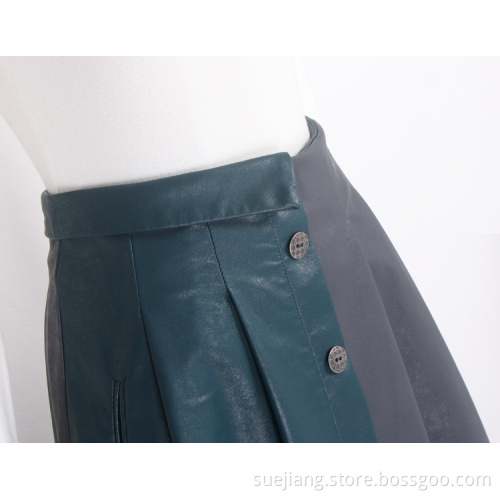 PU leather Dresses Women Loose Skirt Casual Dresses